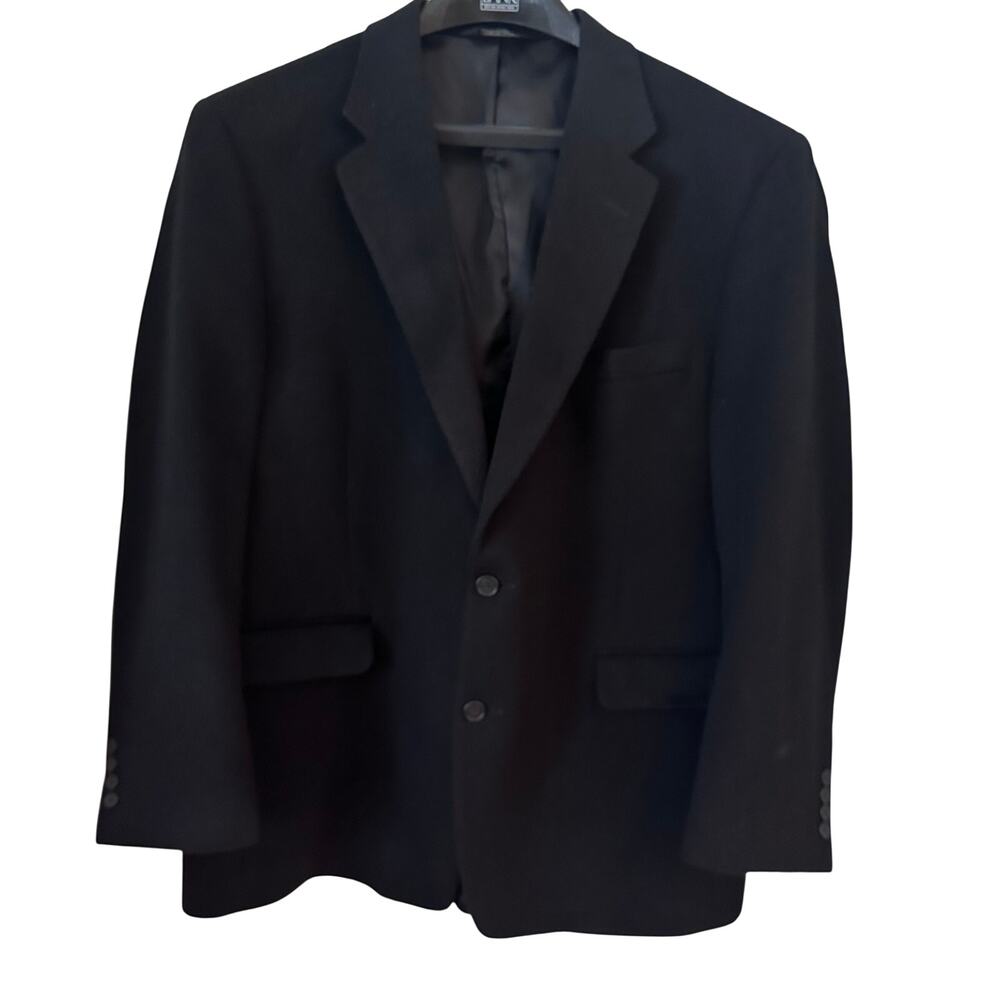 Jos. A. Bank 46R Black Camel Hair Two Button Sports Coat Blazer Heavyweight